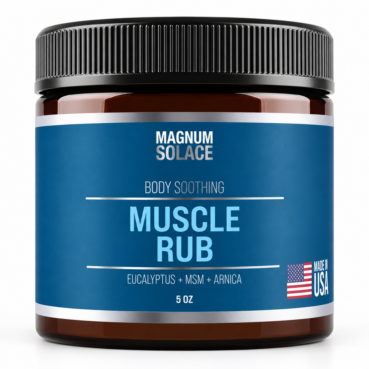 Magnum Solace Muscle Rub 5 oz jar on white background