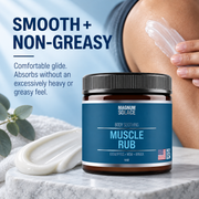Magnum Solace Muscle Rub smooth non-greasy texture infographic