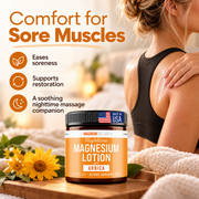 Magnum Solace Nighttime Magnesium Lotion sore muscle comfort infographic