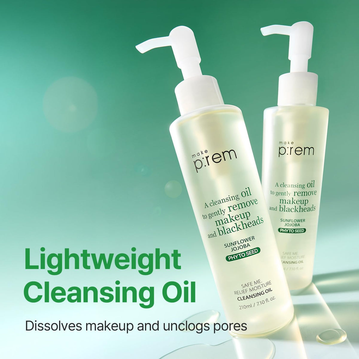 make p:rem Cleansing Oil 210mL lightweight texture and cleansing overview