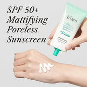 make p:rem No Sebum Sun Cream 50mL — SPF50+ mattifying sunscreen application