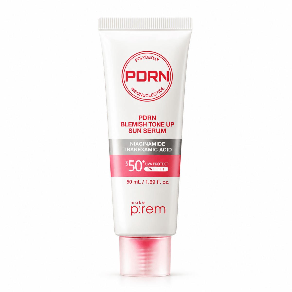 make p:rem PDRN Blemish Tone up Sun Serum 50mL on white background