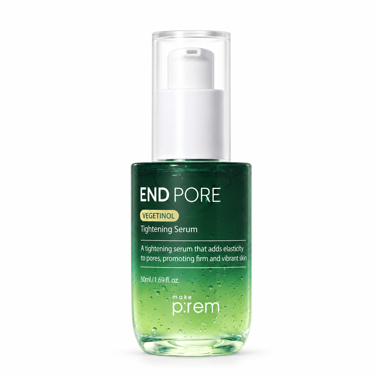 make p:rem End pore Vegetinol Tightening Serum 50ml on white background