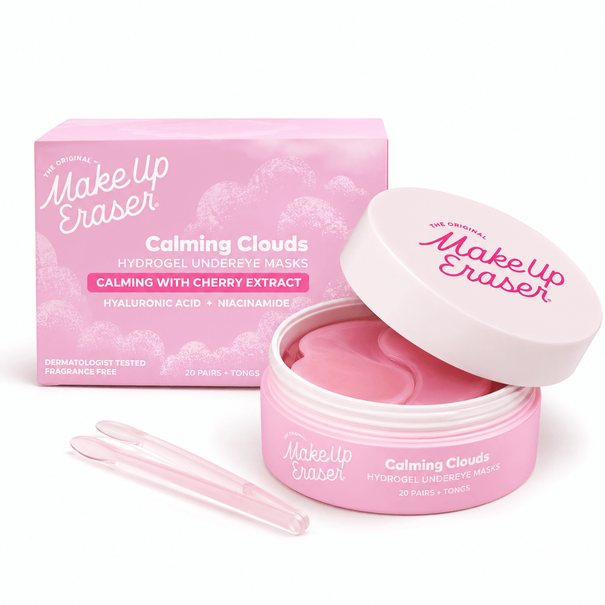 MakeUp Eraser Calming Clouds Hydrogel Undereye Masks 20 pairs with tongs