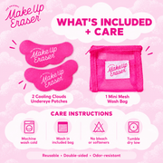 MakeUp Eraser Cooling Clouds included patches wash bag and care instructions