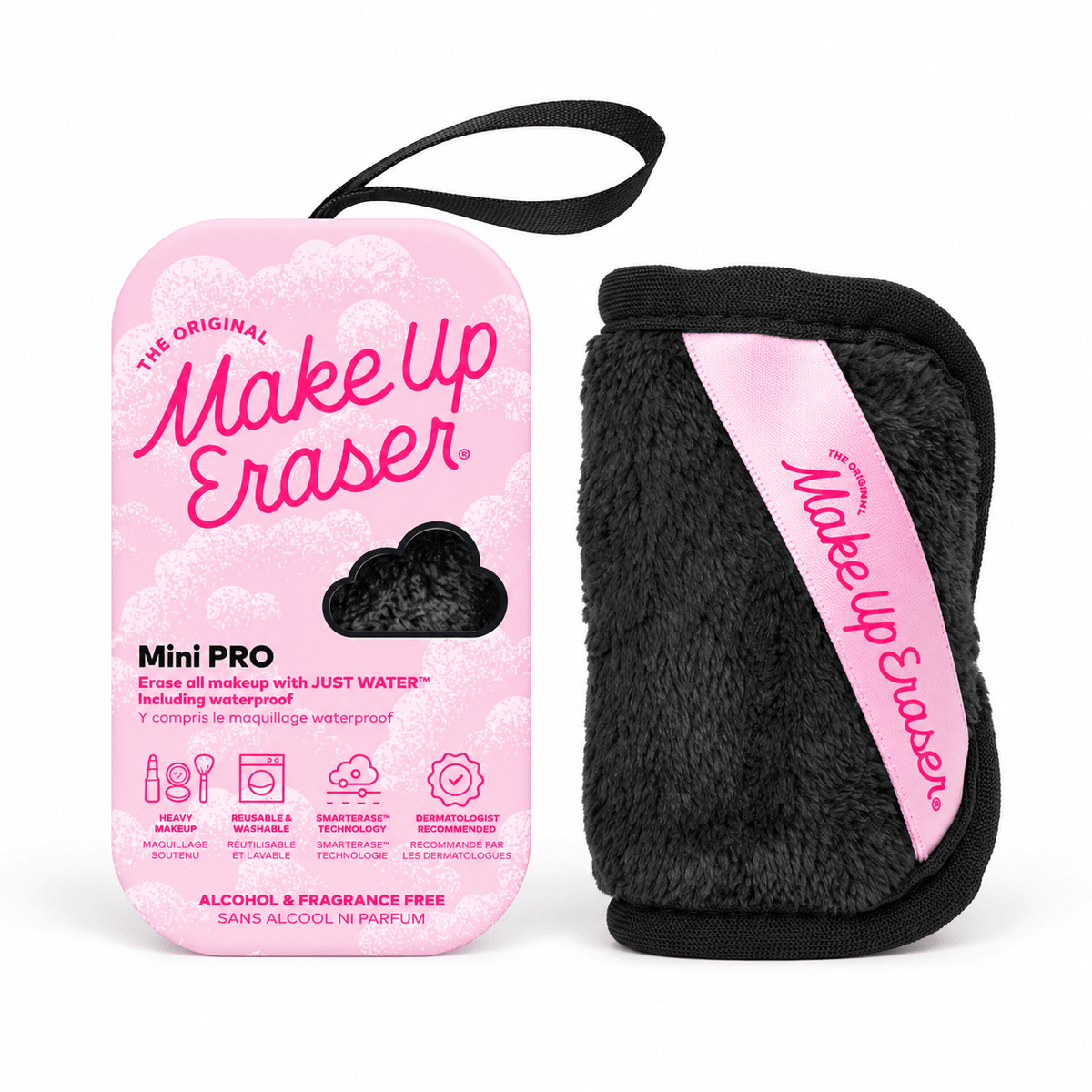 MakeUp Eraser Mini PRO Chic Black reusable makeup remover with packaging