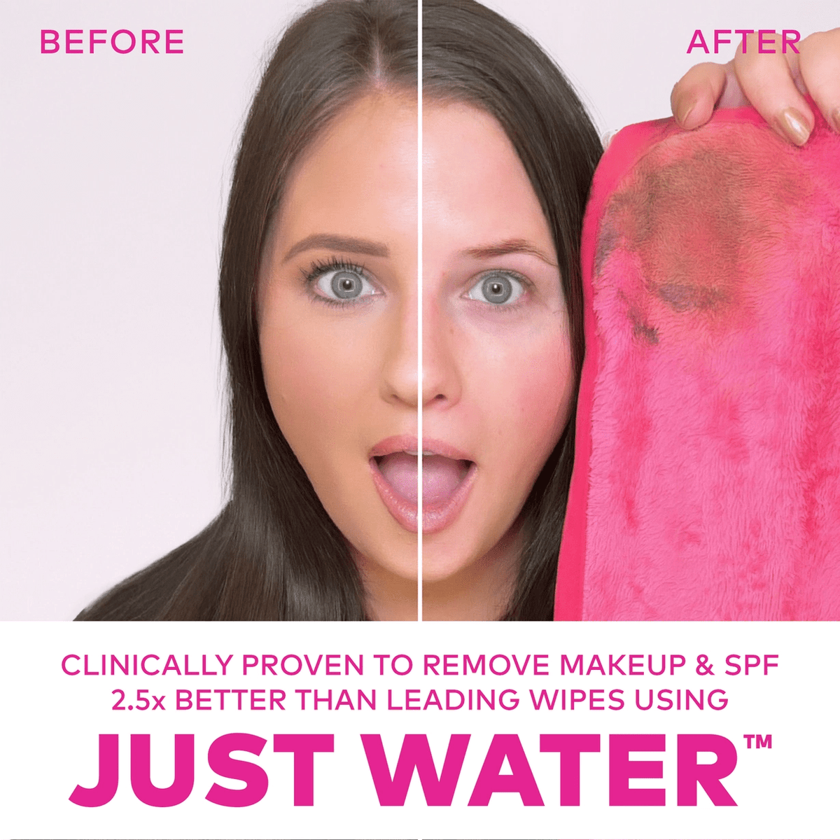 MakeUp Eraser PRO before and after makeup removal with water