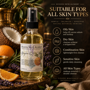 Modern Skyn Alchemy Afterglow Cleansing Oil suitable skin types infographic