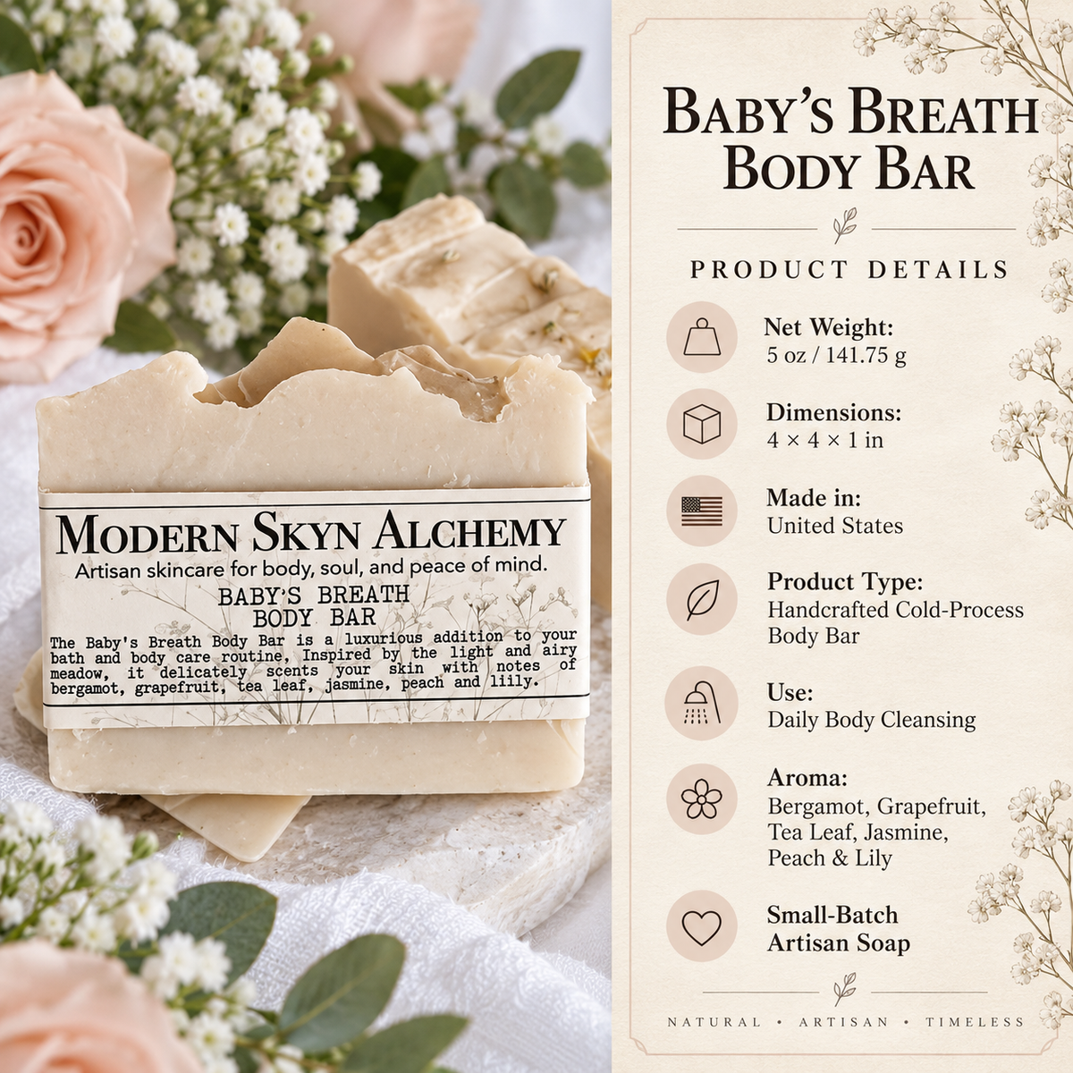 Modern Skyn Alchemy Baby's Breath Body Bar product details