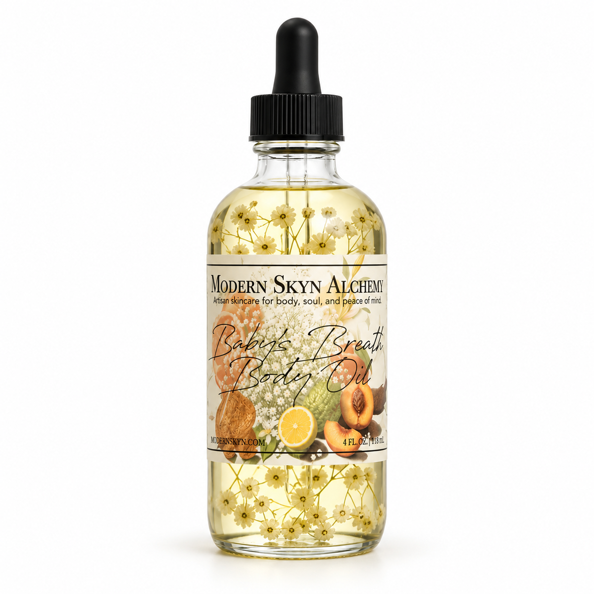 Modern Skyn Alchemy Baby's Breath Body Oil 4 oz on white background