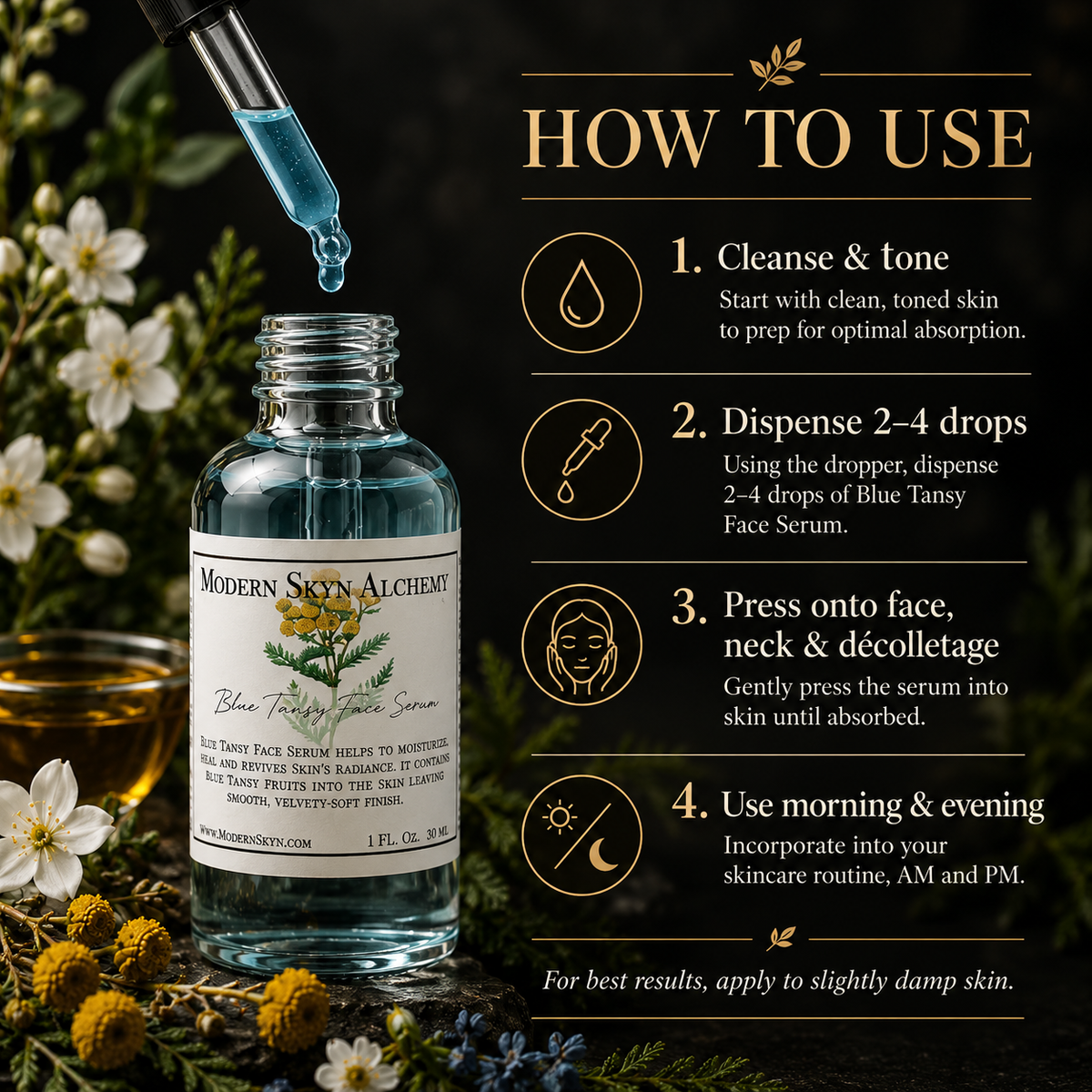 How to use Modern Skyn Alchemy Blue Tansy Face Serum