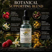 Modern Skyn Alchemy Blue Tansy Face Serum supporting botanicals infographic