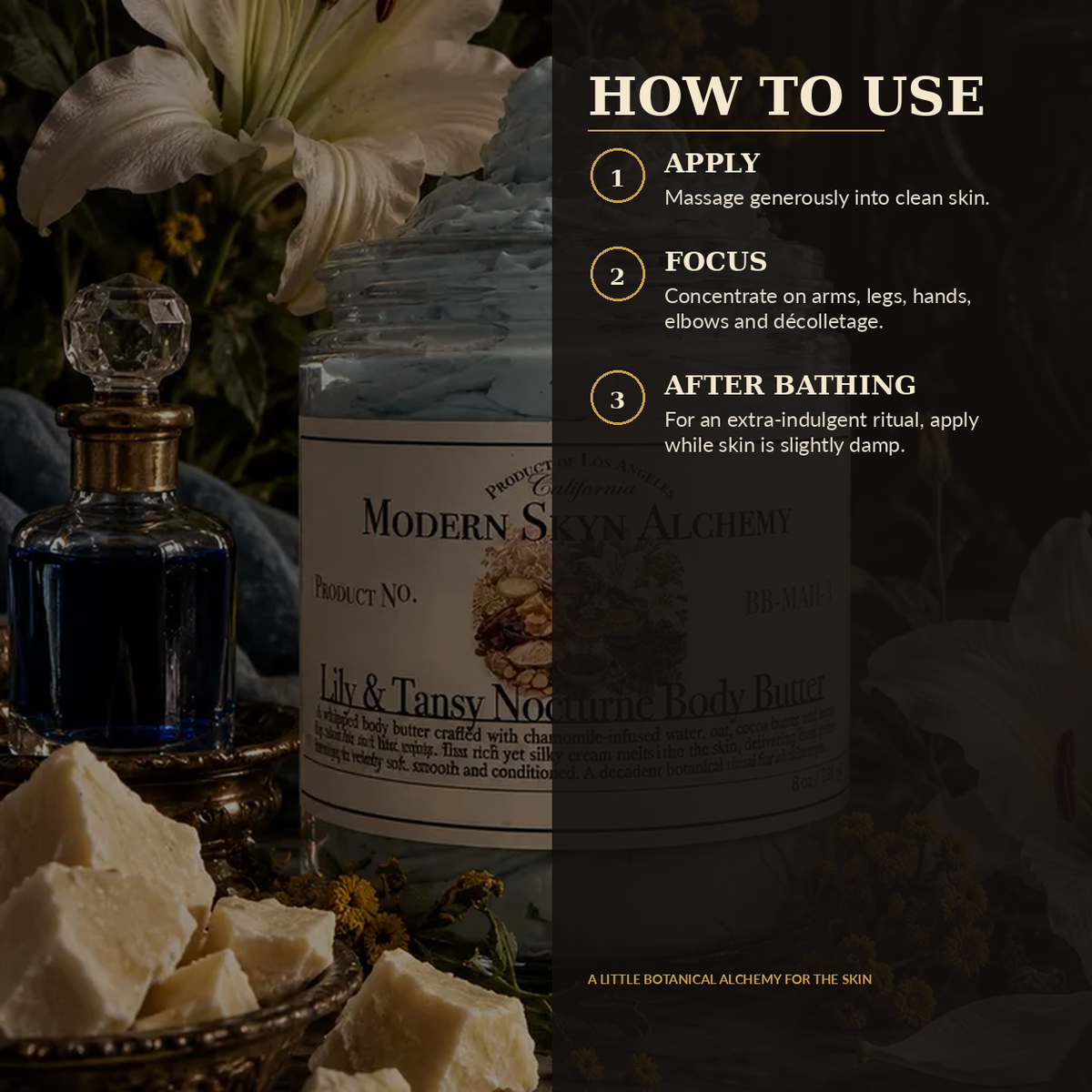 How to use Modern Skyn Alchemy Lily & Tansy Nocturne Body Butter