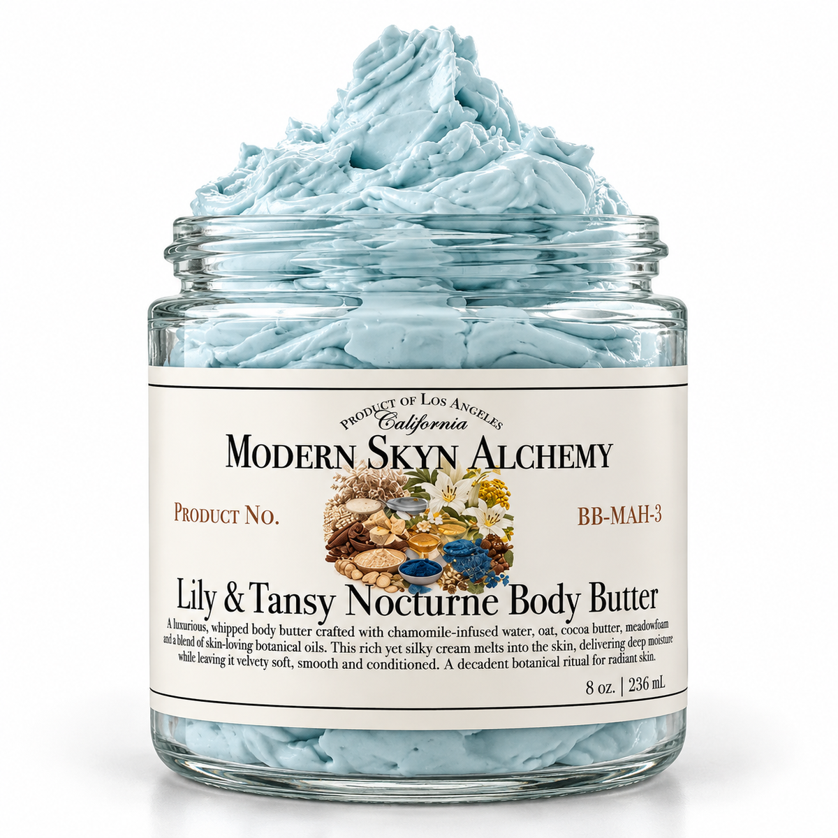 Modern Skyn Alchemy Lily & Tansy Nocturne Body Butter 8 oz on white background