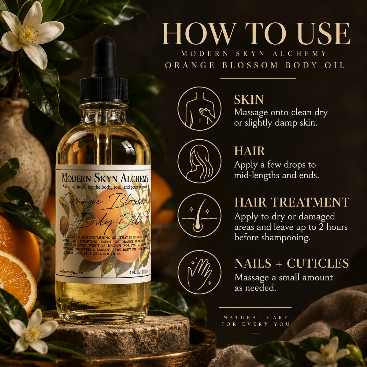 How to use Modern Skyn Alchemy Orange Blossom Body Oil