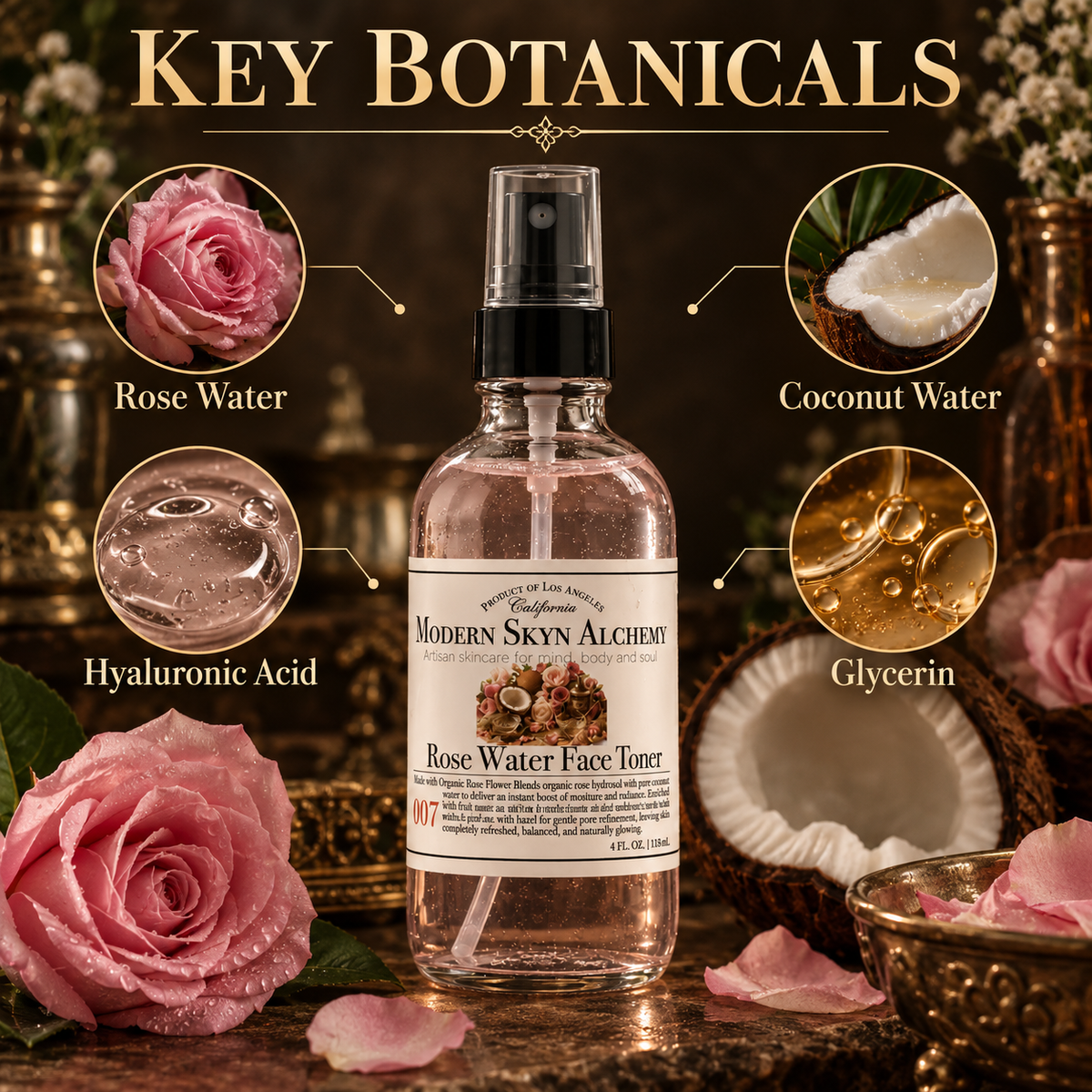 Rose Water Face Toner key botanicals