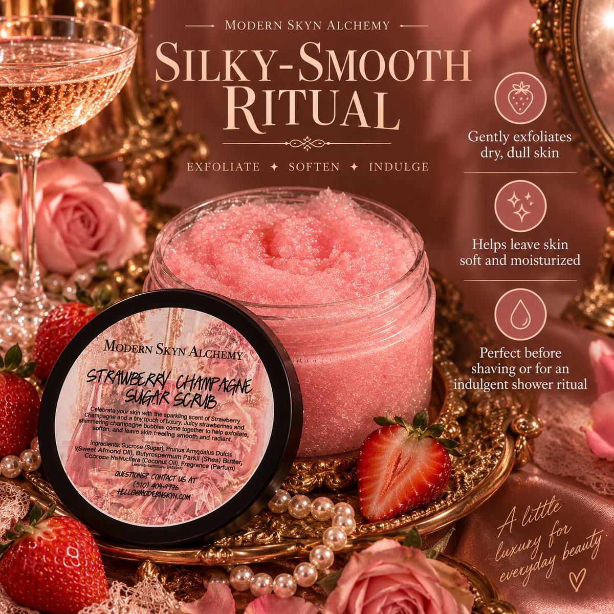 Strawberry Champagne Sugar Scrub silky smooth ritual benefits