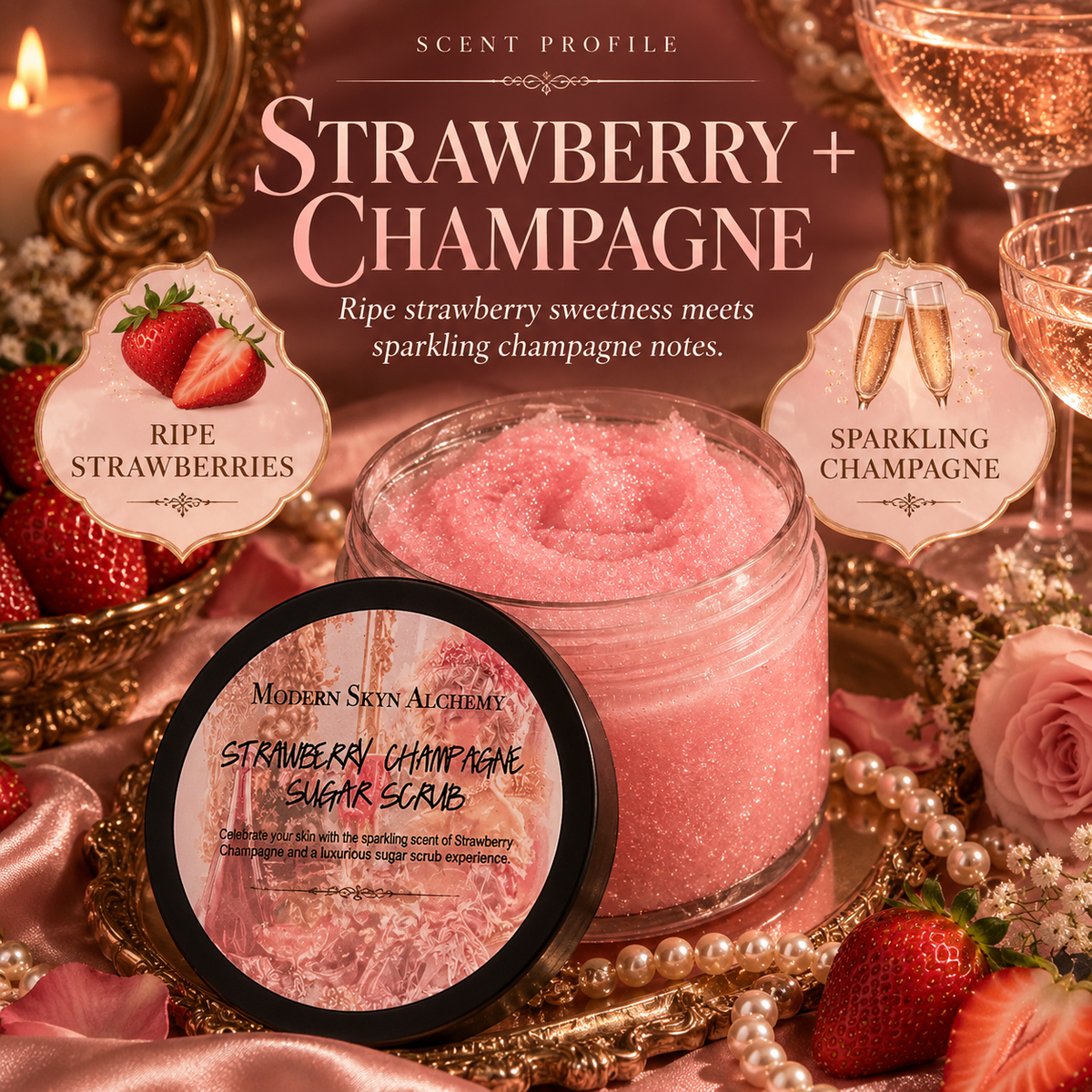 Strawberry Champagne Sugar Scrub scent profile