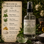 Tea Tree Hydrating Mist tea tree mint aloe glycerin vitamin E and Dead Sea salt ingredients