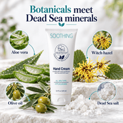 Aloe vera witch hazel olive oil and Dead Sea salt ingredient infographic
