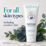 Hand cream suitable for all skin types including sensitive skin; contains fragrance