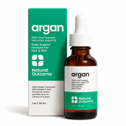 Natural Outcome argan oil 1 oz bottle and carton on white