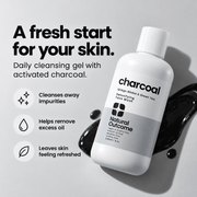 Activated charcoal cleansing gel helps remove impurities and excess oil
