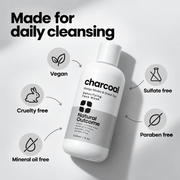 Charcoal cleanser vegan, cruelty-free, sulfate-free, paraben-free and mineral-oil-free standards