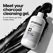 Natural Outcome charcoal cleanser rich black rinse-off gel texture