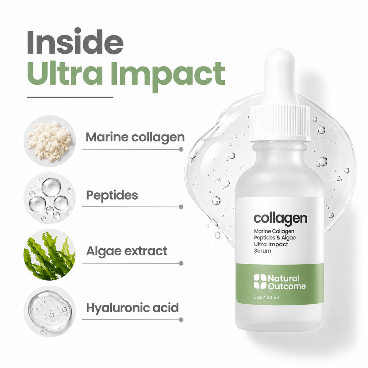 Natural Outcome Collagen Ultra Impact Serum 30 mL - ingredients