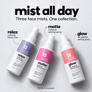 Three Natural Outcome facial mists: Relax, Matte and Glow, 120 mL each