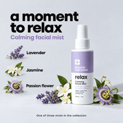 Relax calming facial mist with lavender, jasmine and passion flower