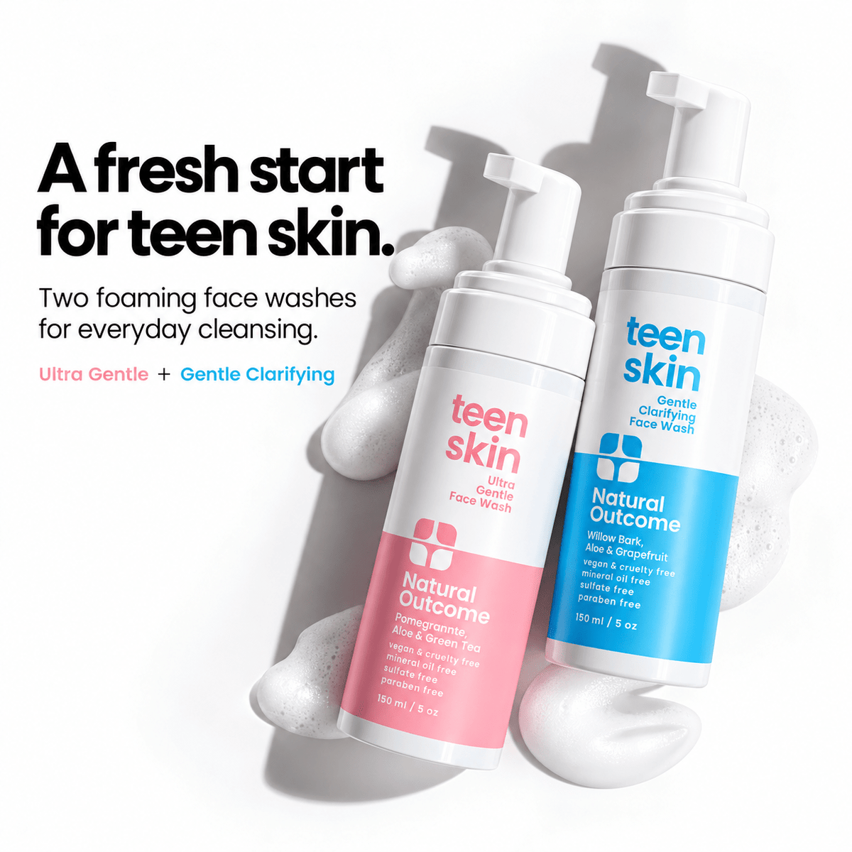 Natural Outcome Teen Skin Face Wash Duo 2 x 150 mL - cleansing