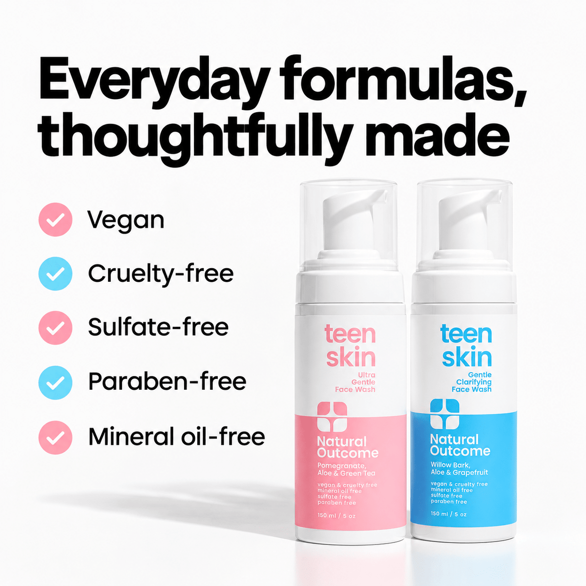 Natural Outcome Teen Skin Face Wash Duo 2 x 150 mL - standards