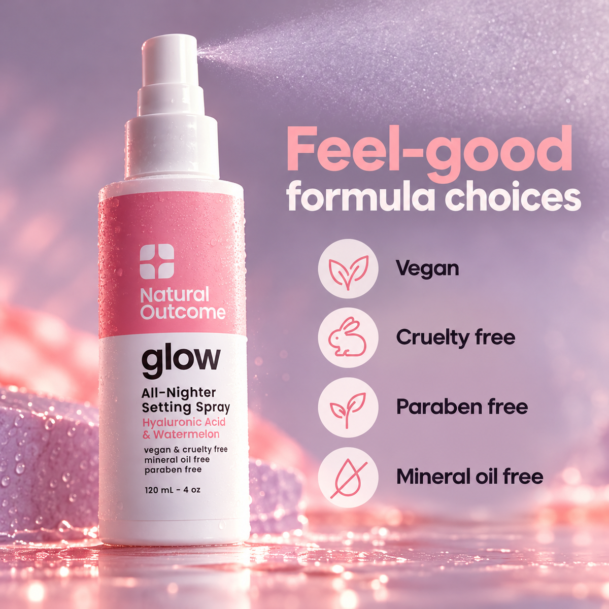 Natural Outcome Glow All-Nighter Setting Spray 120 mL - formula