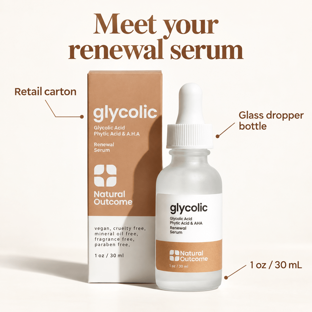 Natural Outcome Glycolic Renewal Serum 30 mL - package