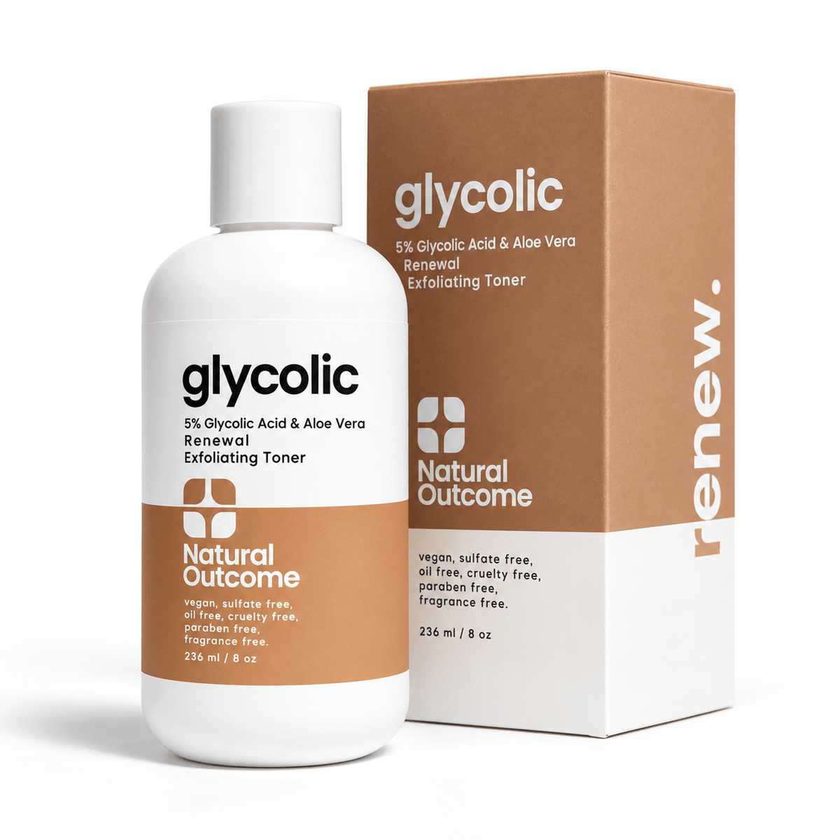 Natural Outcome Glycolic Acid Renewal Toner 236 mL with carton