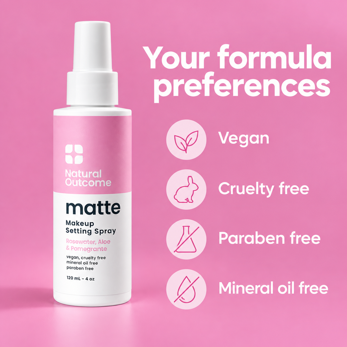 Natural Outcome Matte Makeup Setting Spray 120 mL - formula