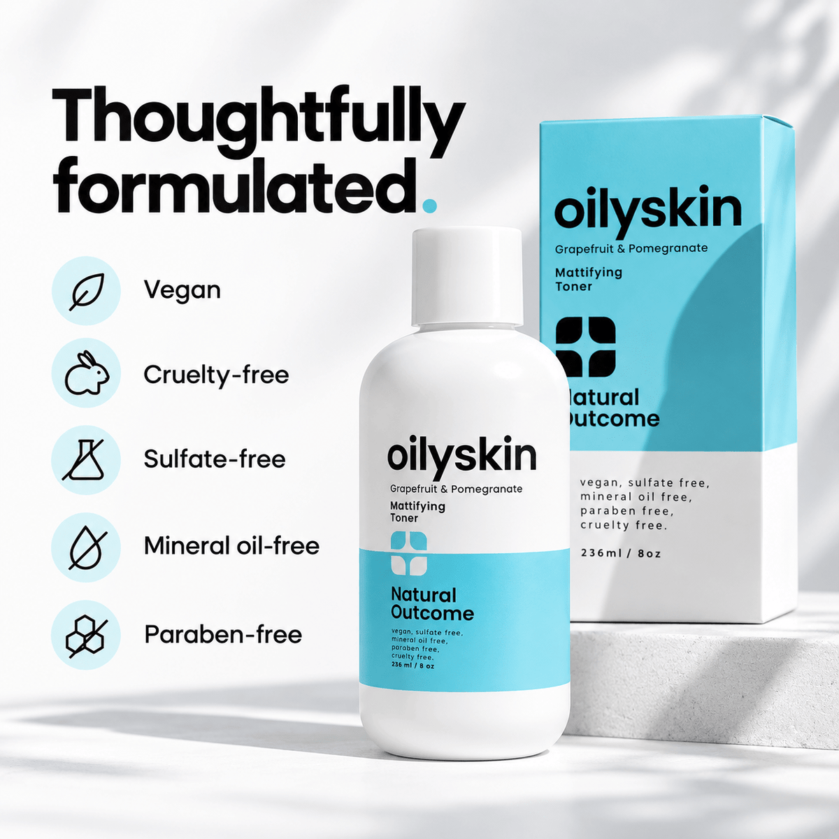 Vegan cruelty-free sulfate-free mineral oil-free paraben-free toner