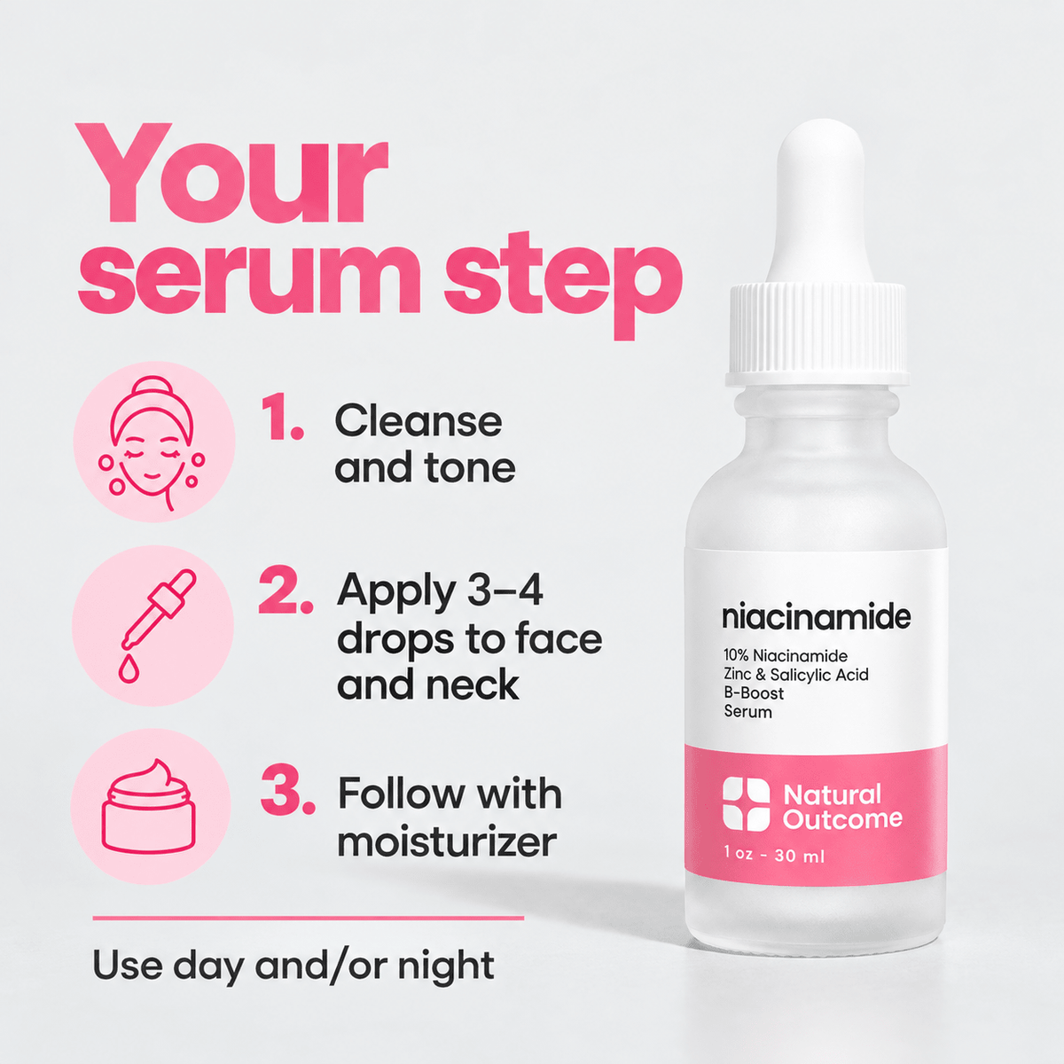 Natural Outcome Niacinamide B-Boost Serum 30 mL - how-to-use