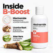 Niacinamide licorice root and aloe vera ingredient infographic