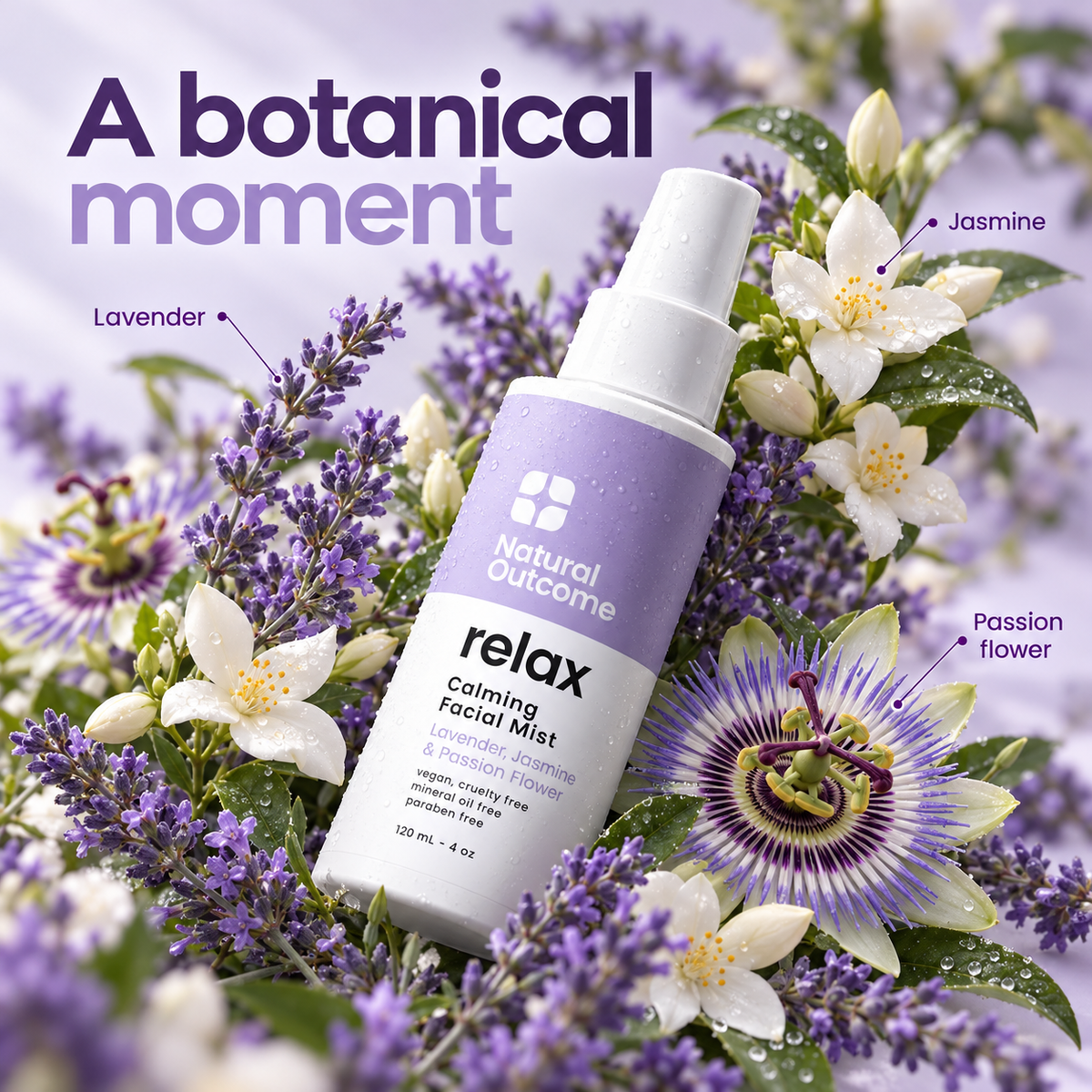 Natural Outcome Relax Calming Facial Mist - botanicals