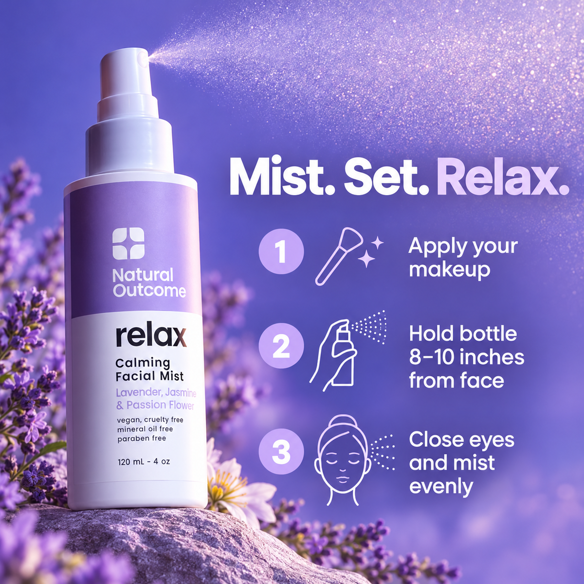 Natural Outcome Relax Calming Facial Mist - how to