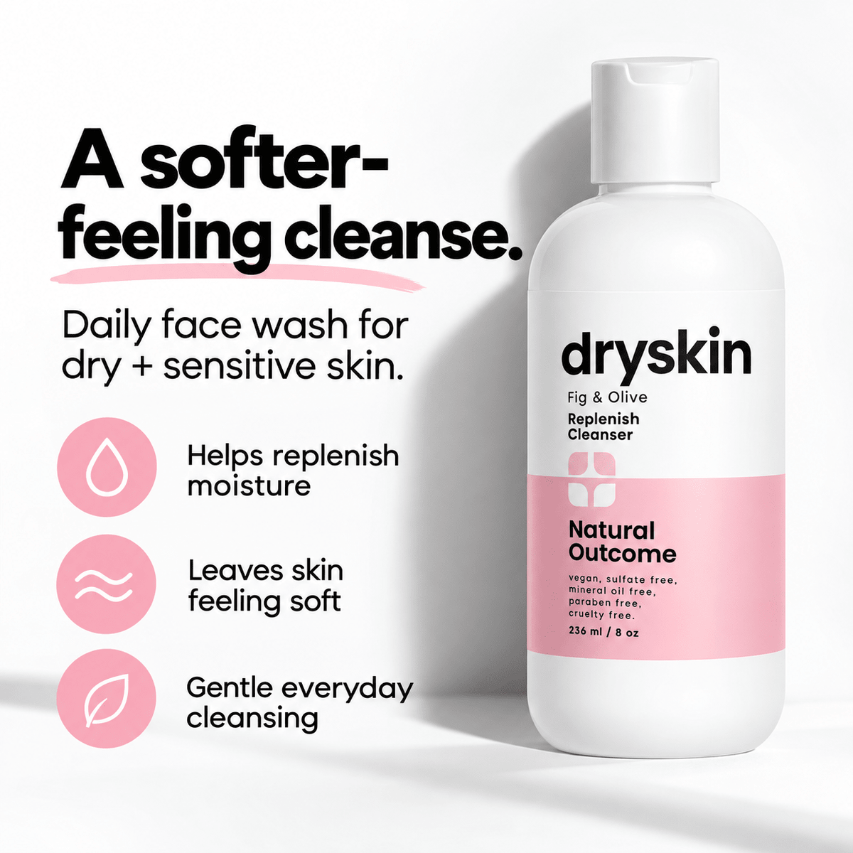 Daily cleanser for dry and sensitive skin to help replenish moisture and leave skin feeling soft