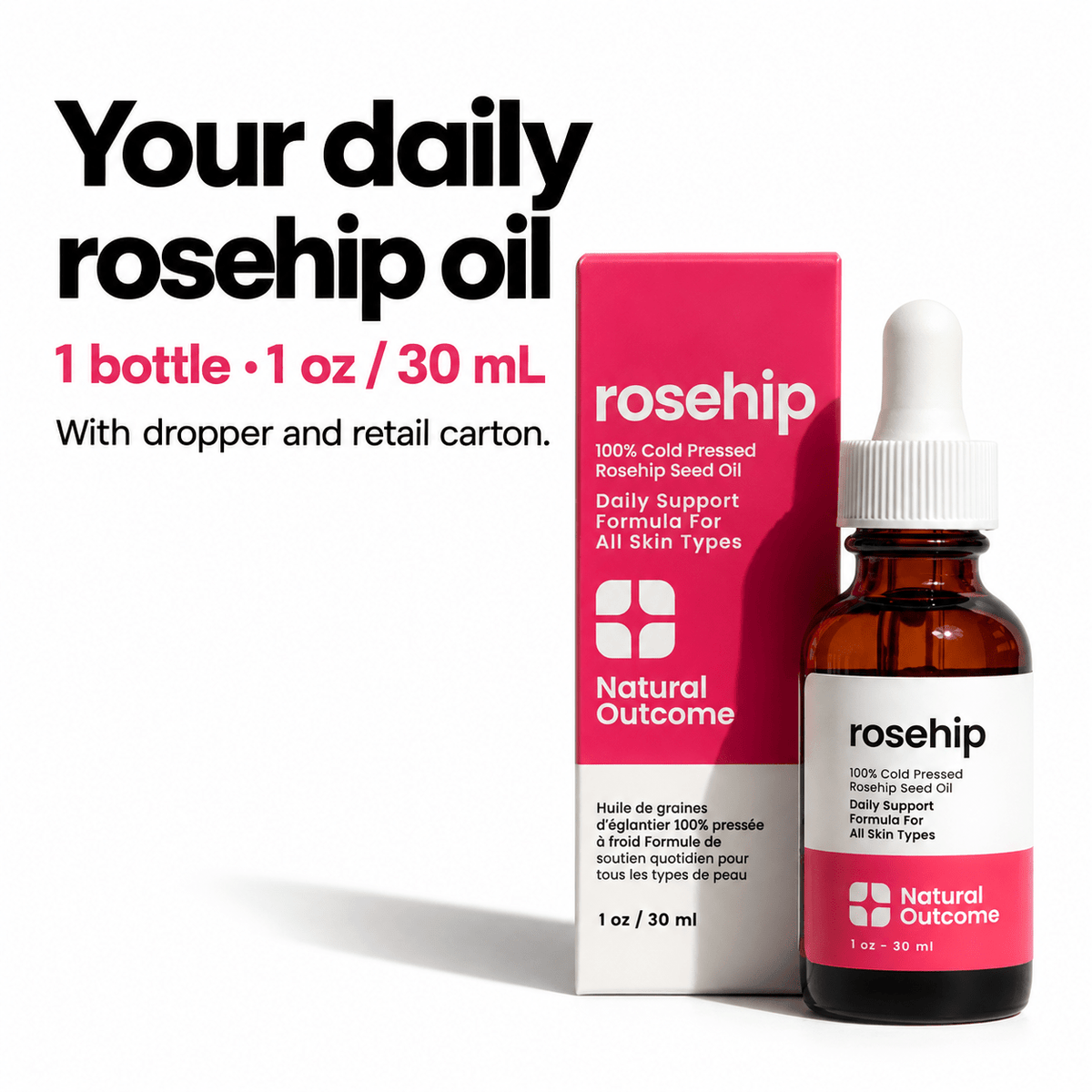 Natural Outcome Rosehip Oil 1 oz 30 mL - contents