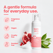 Fragrance-free, vegan, cruelty-free and paraben-free Ultra Gentle cleanser formula