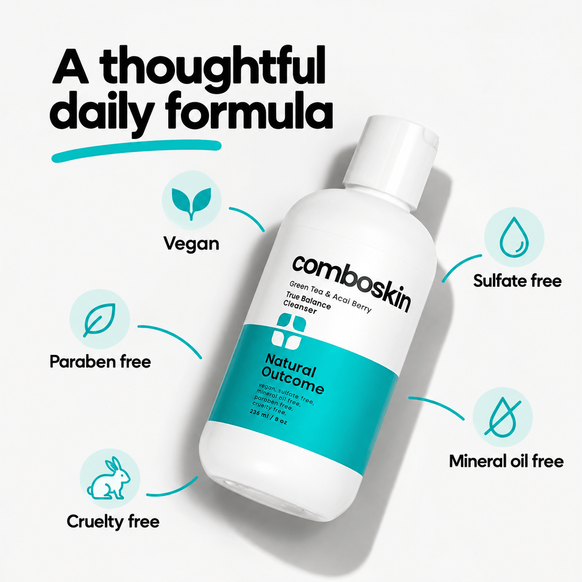 Vegan, sulfate-free, paraben-free, mineral-oil-free and cruelty-free formula