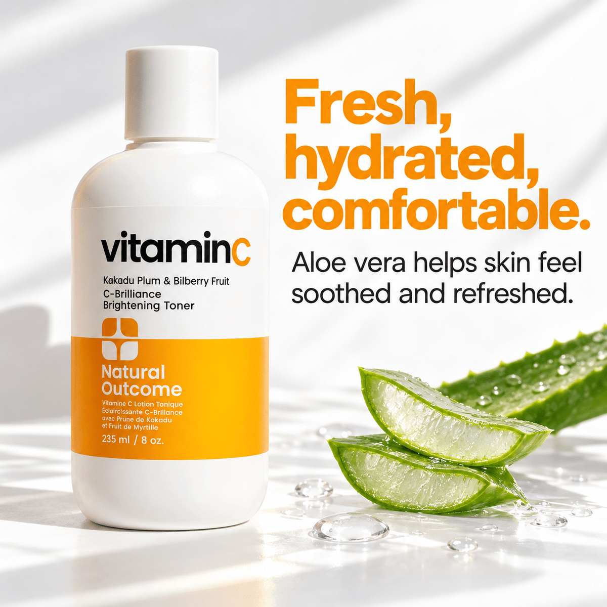 Aloe vera hydration in Vitamin C toner