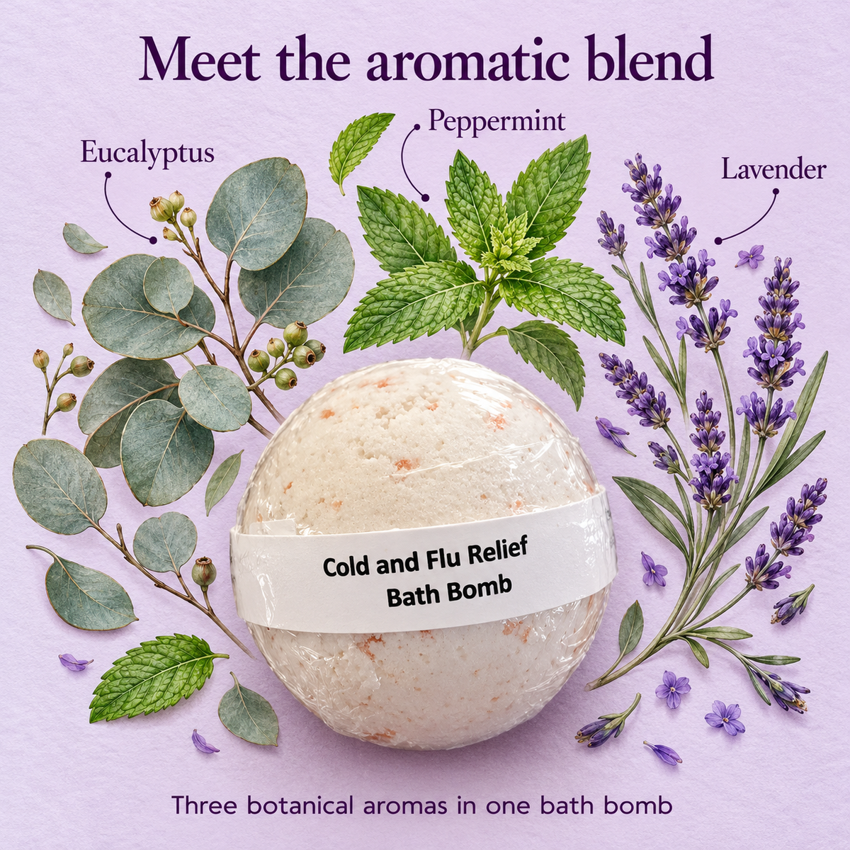 Eucalyptus, peppermint and lavender botanical blend
