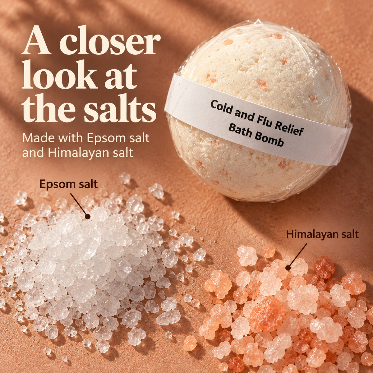 Epsom salt and Himalayan salt detail